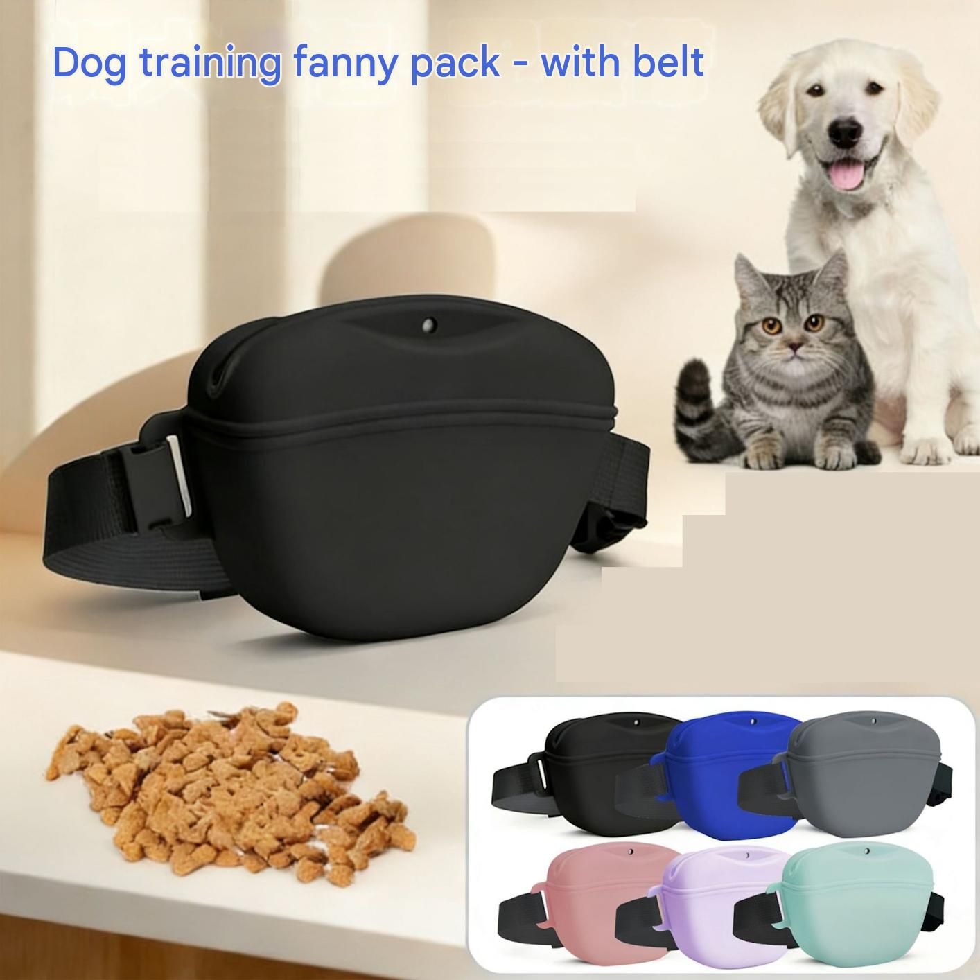 Grey Silicone Dog Training Treat Pouch - Magnetic Closure view 2