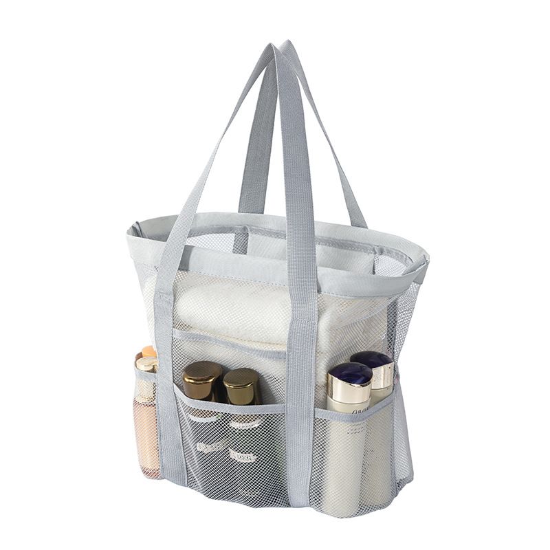 Grey small size Large Capacity Mesh Beach Tote Bag - Breathable PET with