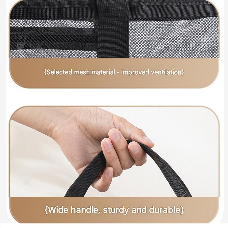 Black small size Large Capacity Mesh Beach Tote Bag - Breathable PET with view 8
