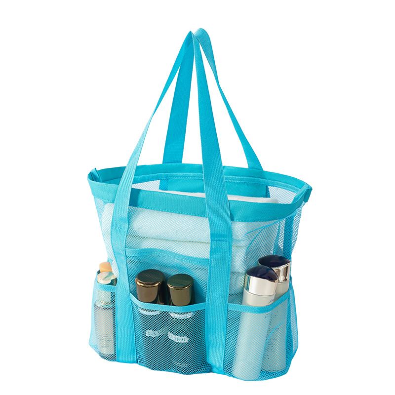 Blue small size Large Capacity Mesh Beach Tote Bag - Breathable PET with