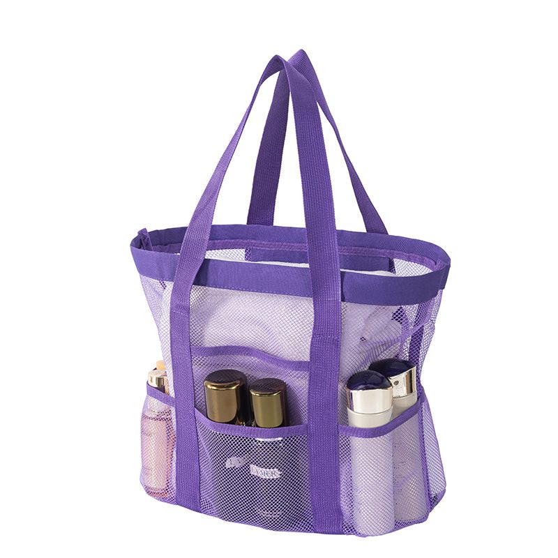 Purple small size Large Capacity Mesh Beach Tote Bag - Breathable PET with