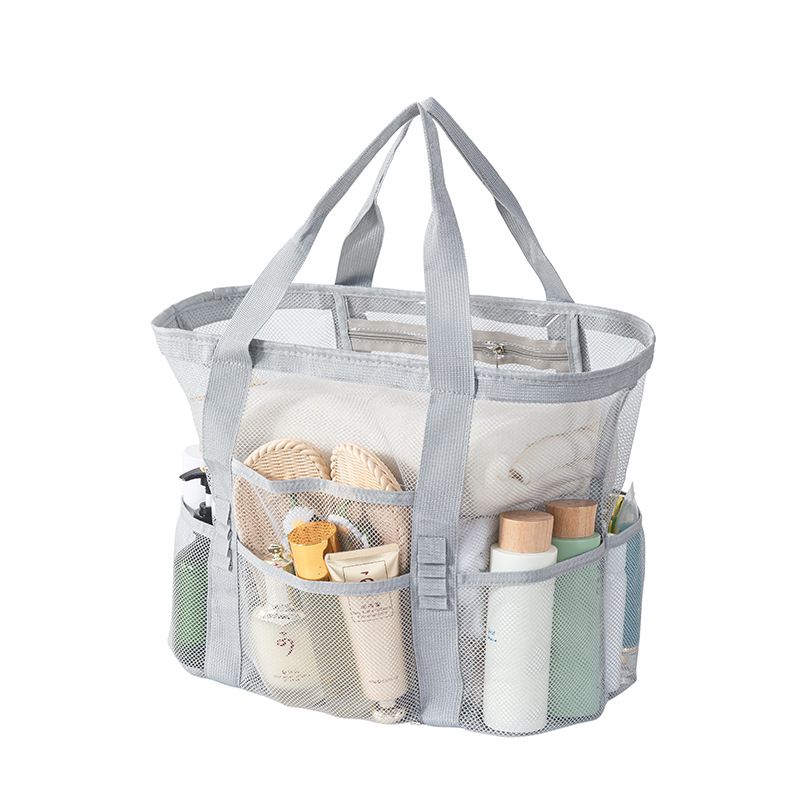 Grey large size Large Capacity Mesh Beach Tote Bag - Breathable PET with