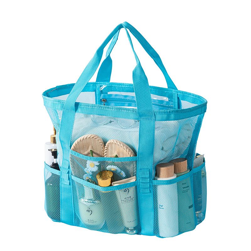 Blue large size Large Capacity Mesh Beach Tote Bag - Breathable PET with