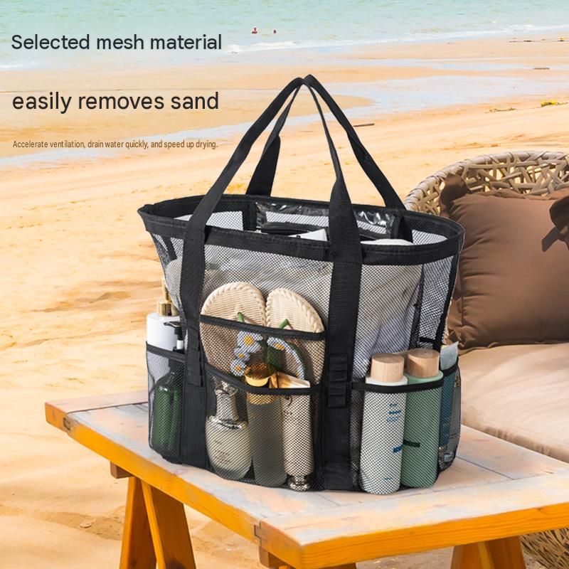 Blue large size Large Capacity Mesh Beach Tote Bag - Breathable PET with view 3