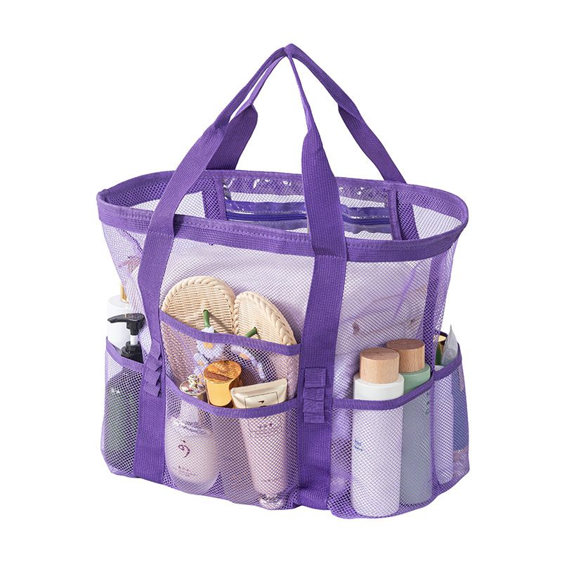 Purple large size Large Capacity Mesh Beach Tote Bag - Breathable PET with