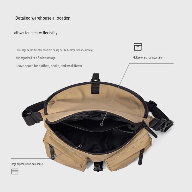 Black Ultra-Light Men's Crossbody Bag - PU Water-Resistant Sling Bag with view 7