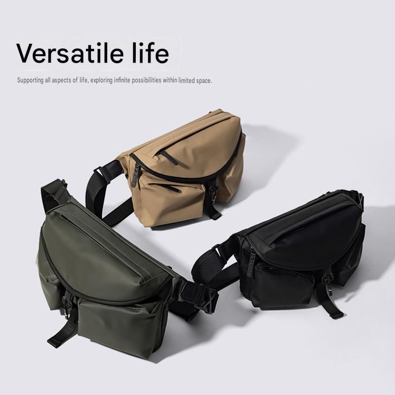 Khaki Ultra-Light Men's Crossbody Bag - PU Water-Resistant Sling Bag with view 3