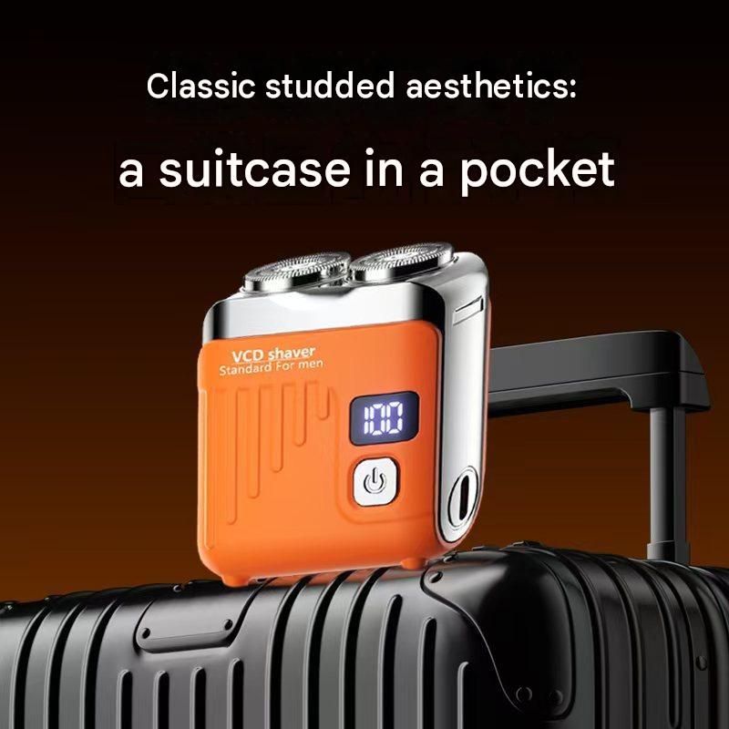Orange Portable Men's Electric Shaver - Titanium Alloy Floating Heads view 2