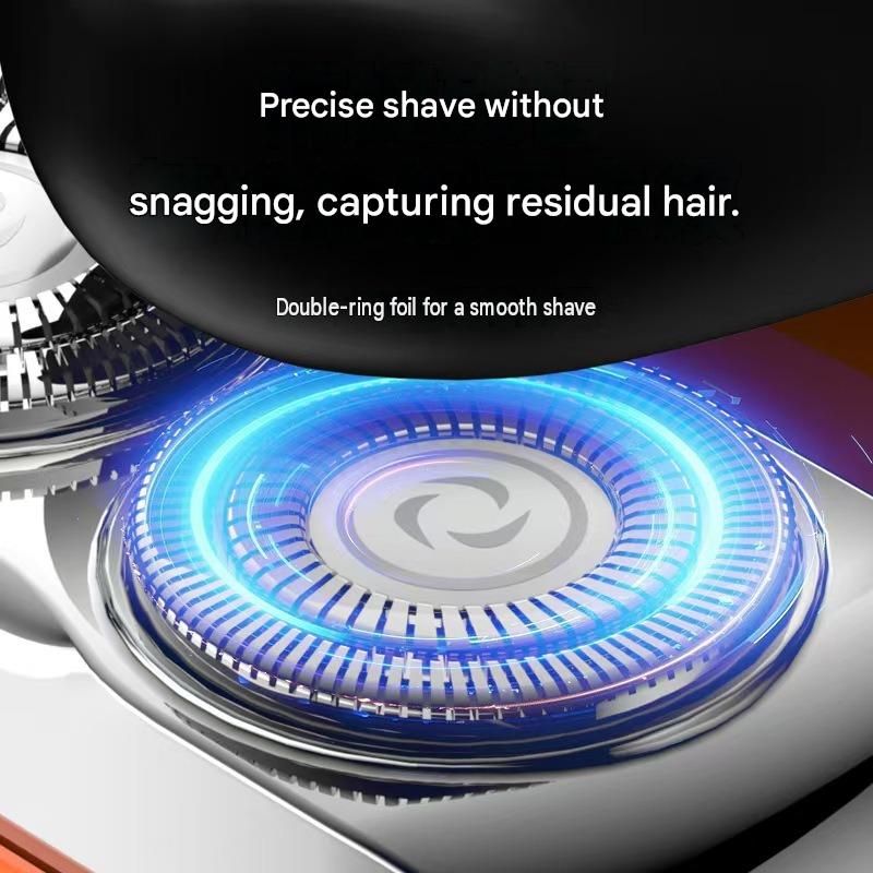 Orange Portable Men's Electric Shaver - Titanium Alloy Floating Heads view 3