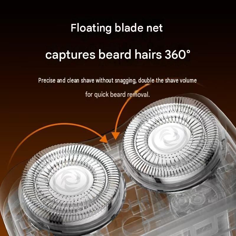 Black Portable Men's Electric Shaver - Titanium Alloy Floating Heads view 4