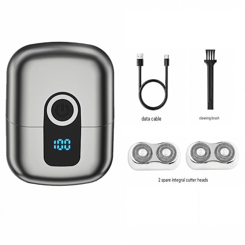 Gray Mini Portable Electric Shaver for Men and two set of spare integral