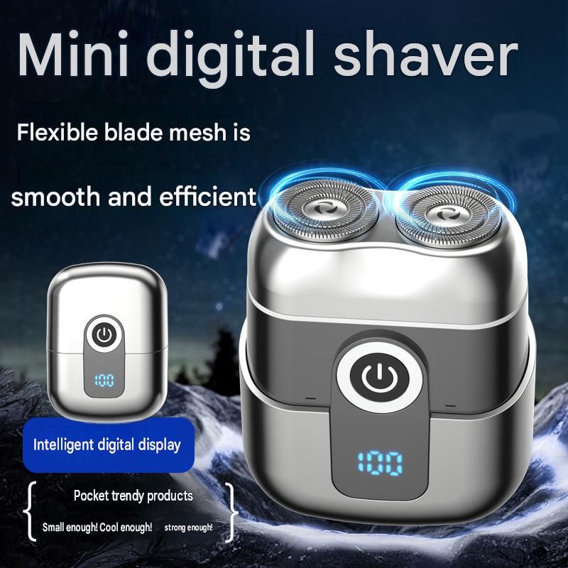 Gray Mini Portable Electric Shaver for Men and two set of spare integral view 2