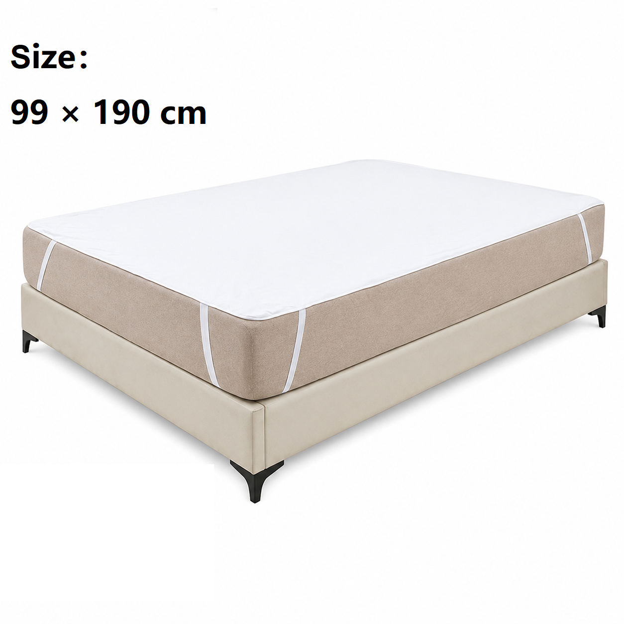 99*190cm White Waterproof Mattress Protector - Microfibre Terry Towelling Top