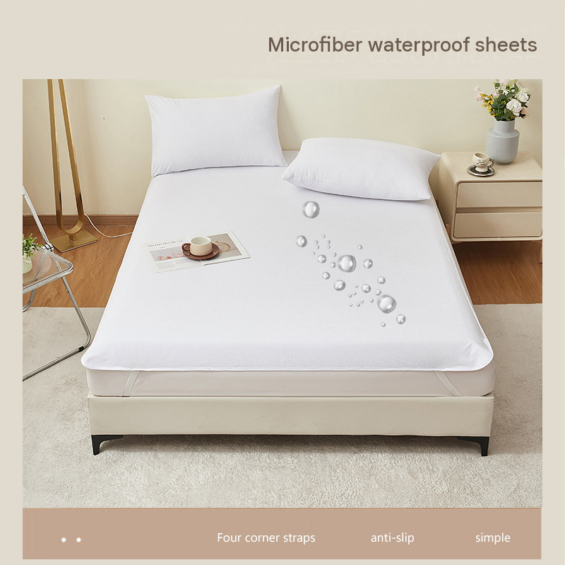 99*190cm White Waterproof Mattress Protector - Microfibre Terry Towelling Top view 2