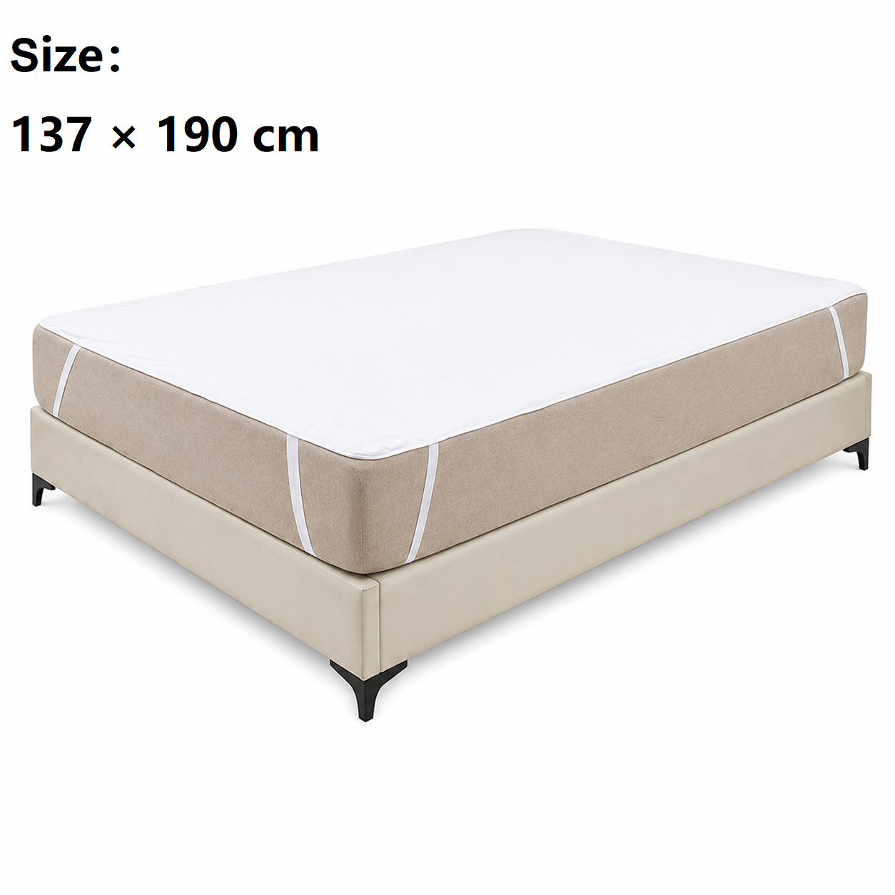137*190cm White Waterproof Mattress Protector - Microfibre Terry Towelling Top