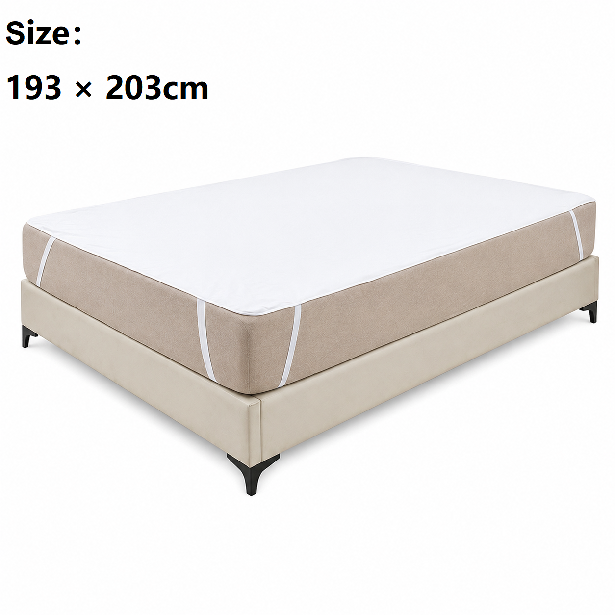 193*203cm White Waterproof Mattress Protector - Microfibre Terry Towelling Top