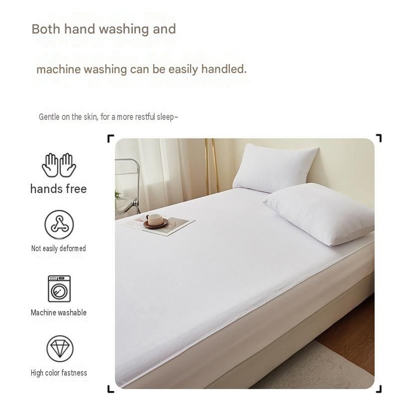 193*203cm White Waterproof Mattress Protector - Microfibre Terry Towelling Top view 6