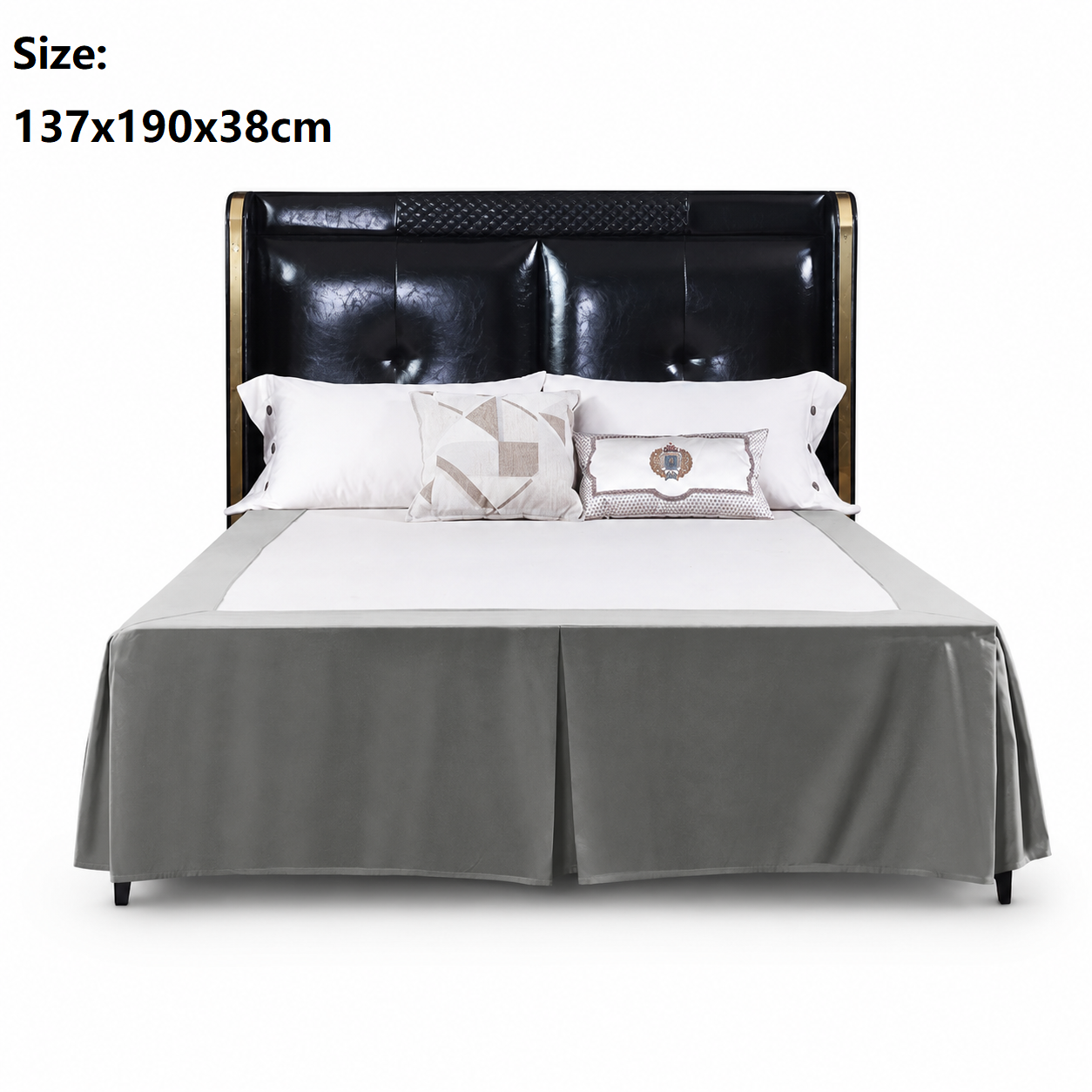 Grey 137x190x38cm Elastic Bed Skirt - Thickened Polyester Fitted Valance with