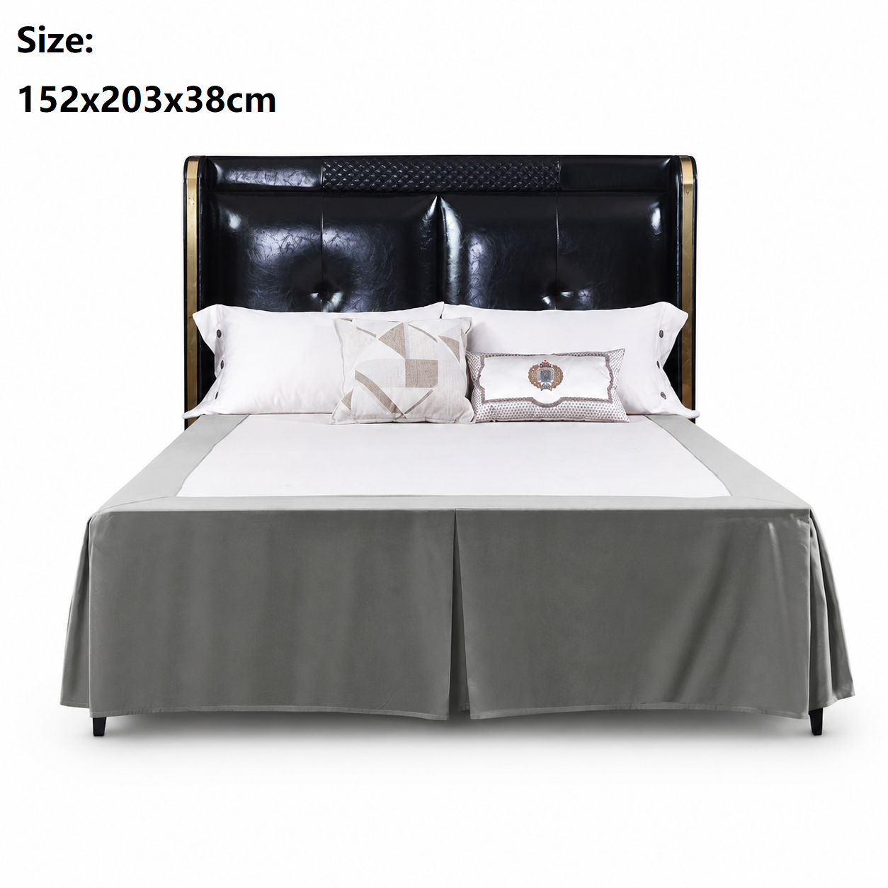 Grey 152x203x38cm Elastic Bed Skirt - Thickened Polyester Fitted Valance with