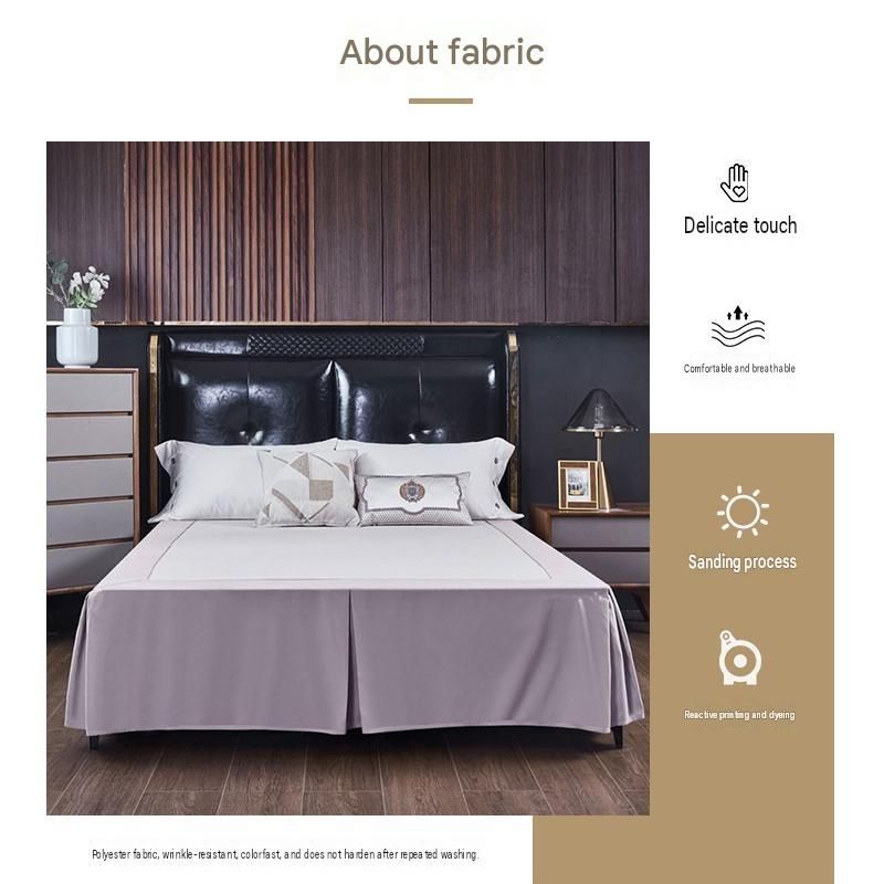 Grey 152x203x38cm Elastic Bed Skirt - Thickened Polyester Fitted Valance with view 3