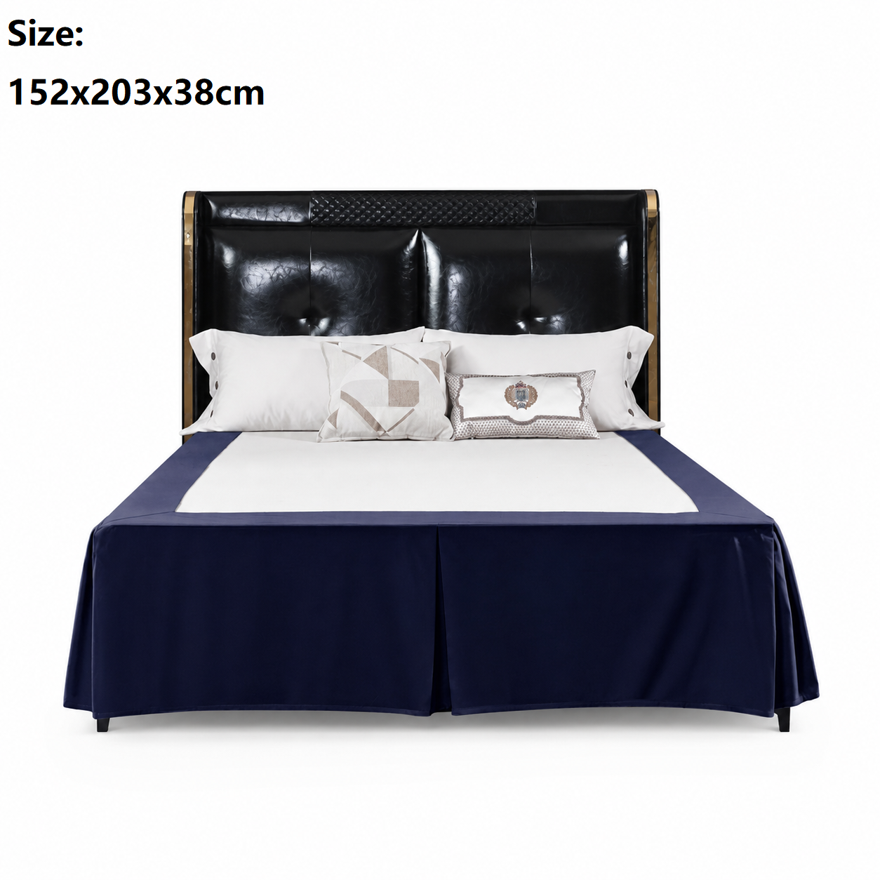 Blue 152x203x38cm Elastic Bed Skirt - Thickened Polyester Fitted Valance with