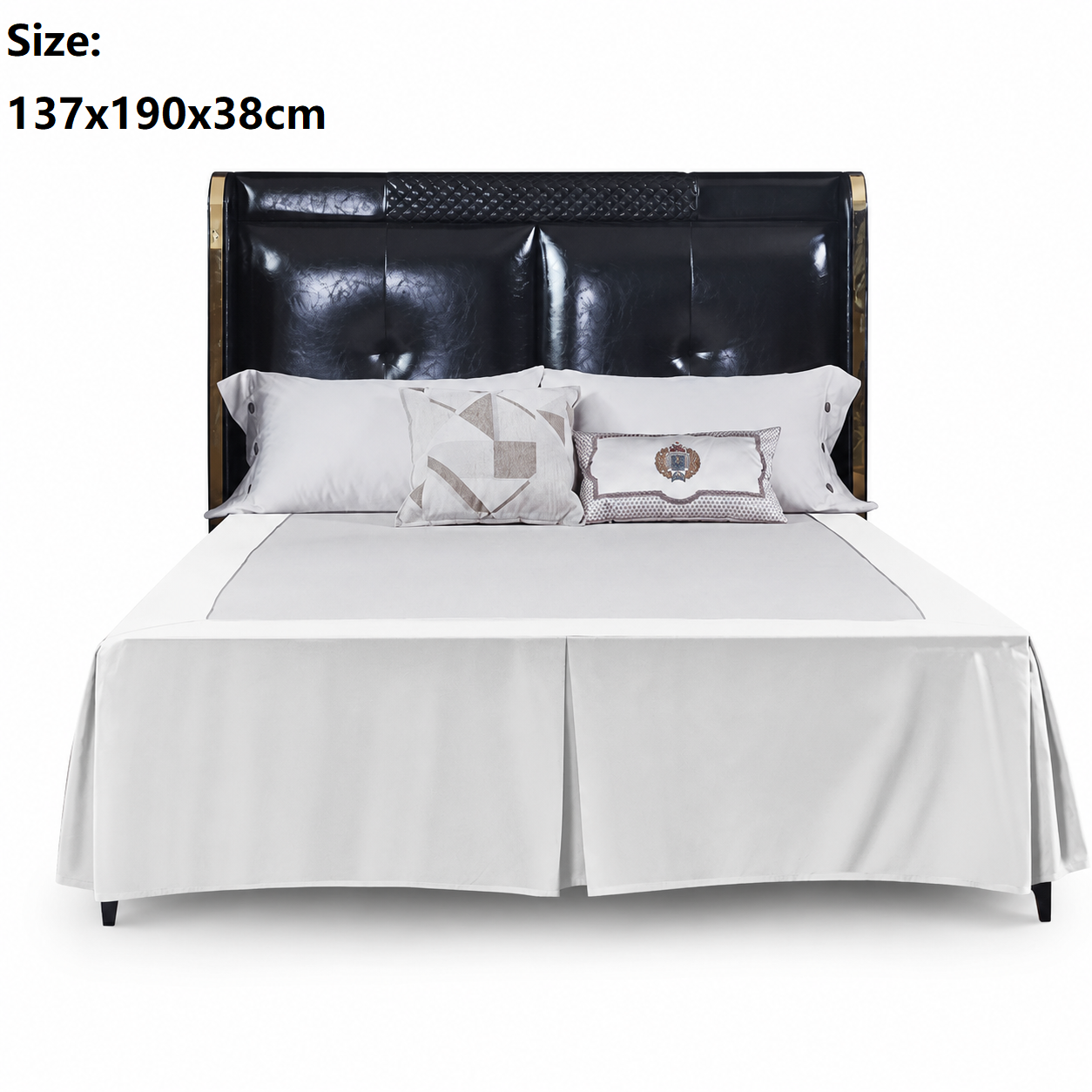 White 137x190x38cm Elastic Bed Skirt - Thickened Polyester Fitted Valance with