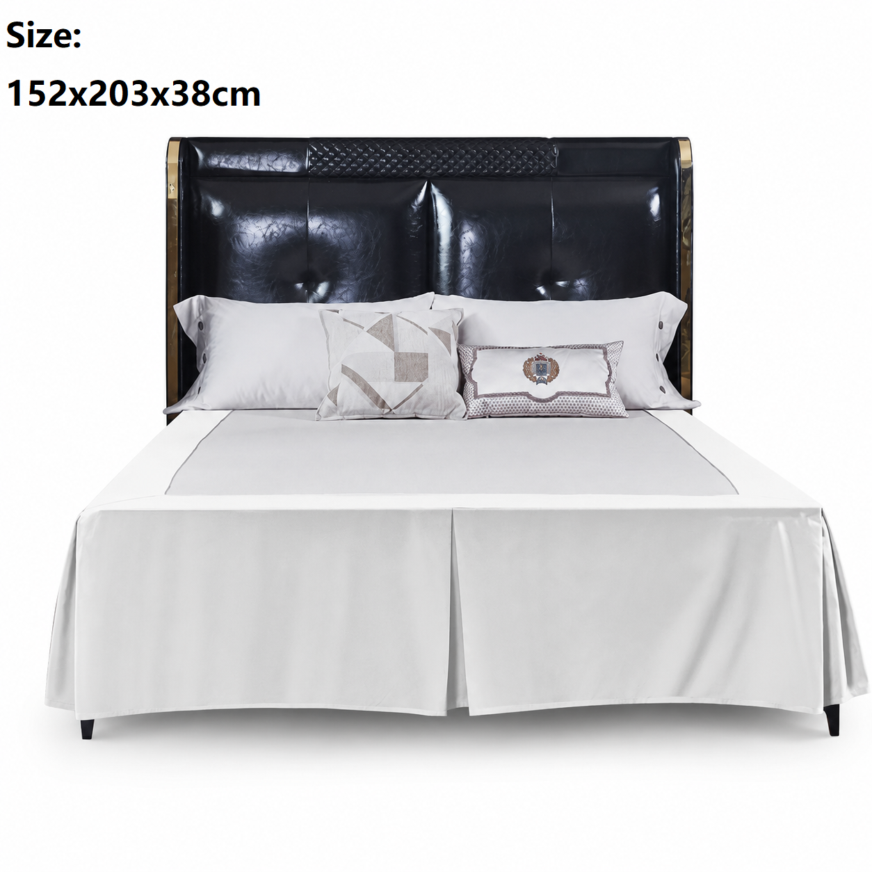 White 152x203x38cm Elastic Bed Skirt - Thickened Polyester Fitted Valance with