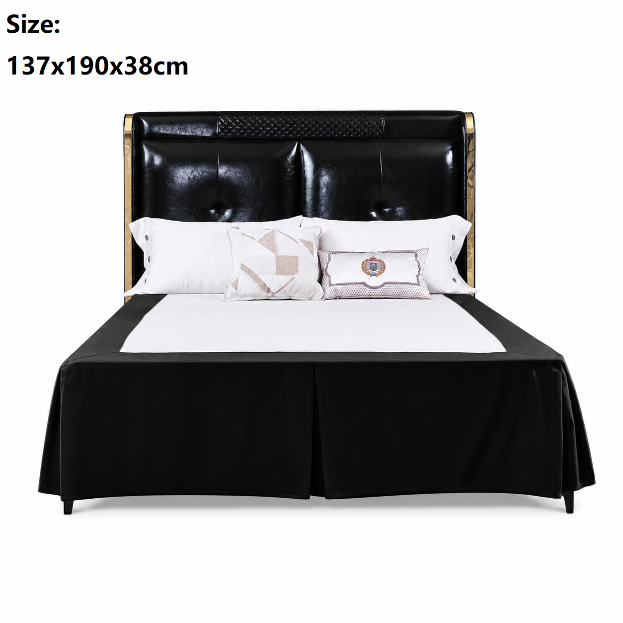Black 137x190x38cm Elastic Bed Skirt - Thickened Polyester Fitted Valance with
