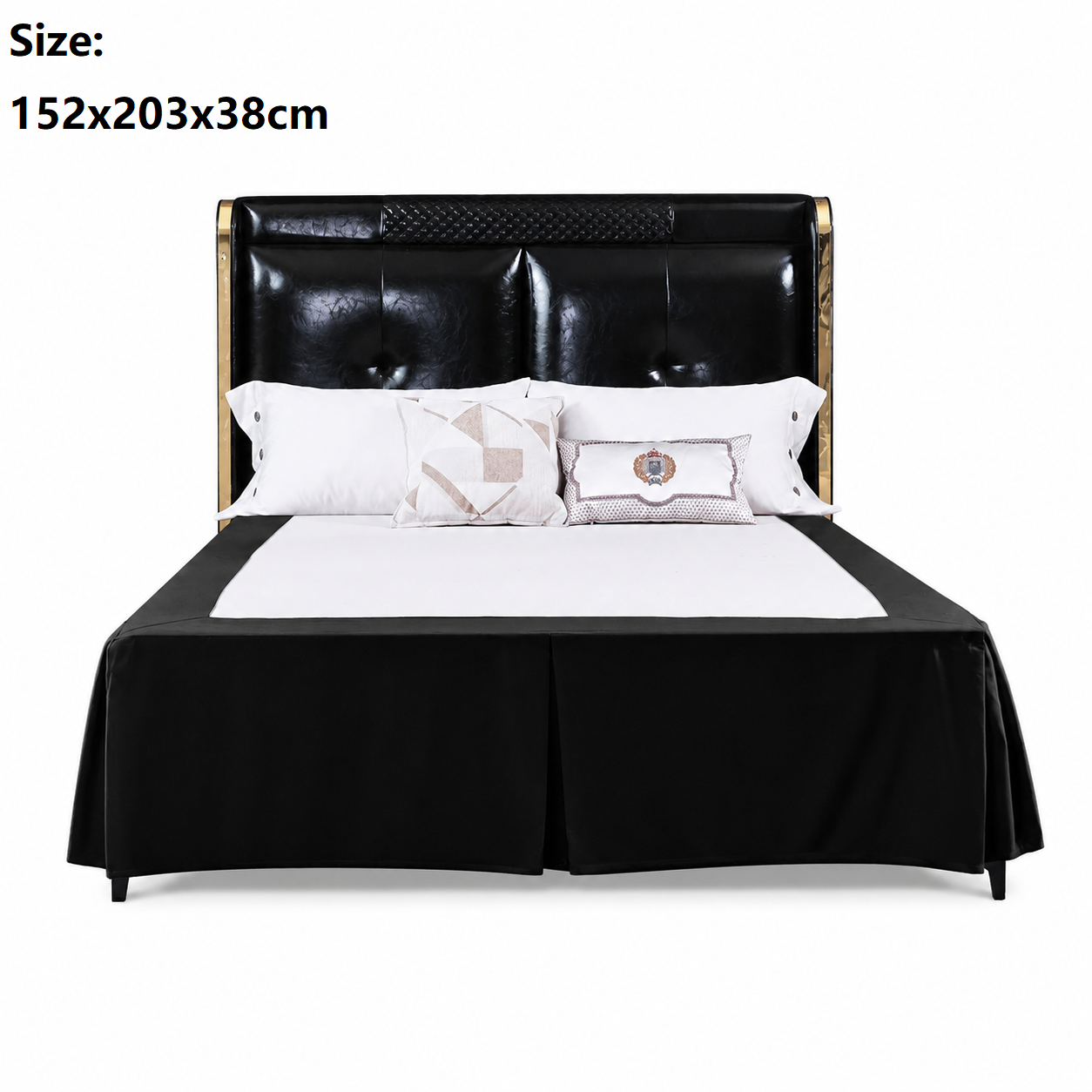 Black 152x203x38cm Elastic Bed Skirt - Thickened Polyester Fitted Valance with