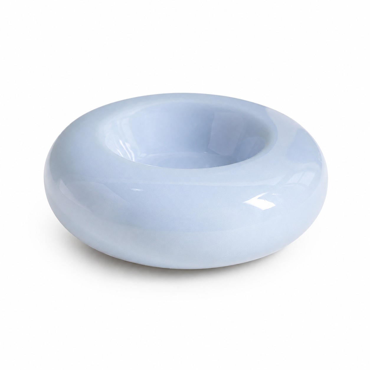 Blue Ceramic Pet Donut Bowl - 50ml Food Dish for Cats and Small Dogs - Non