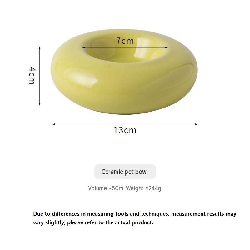 Blue Ceramic Pet Donut Bowl - 50ml Food Dish for Cats and Small Dogs - Non view 8