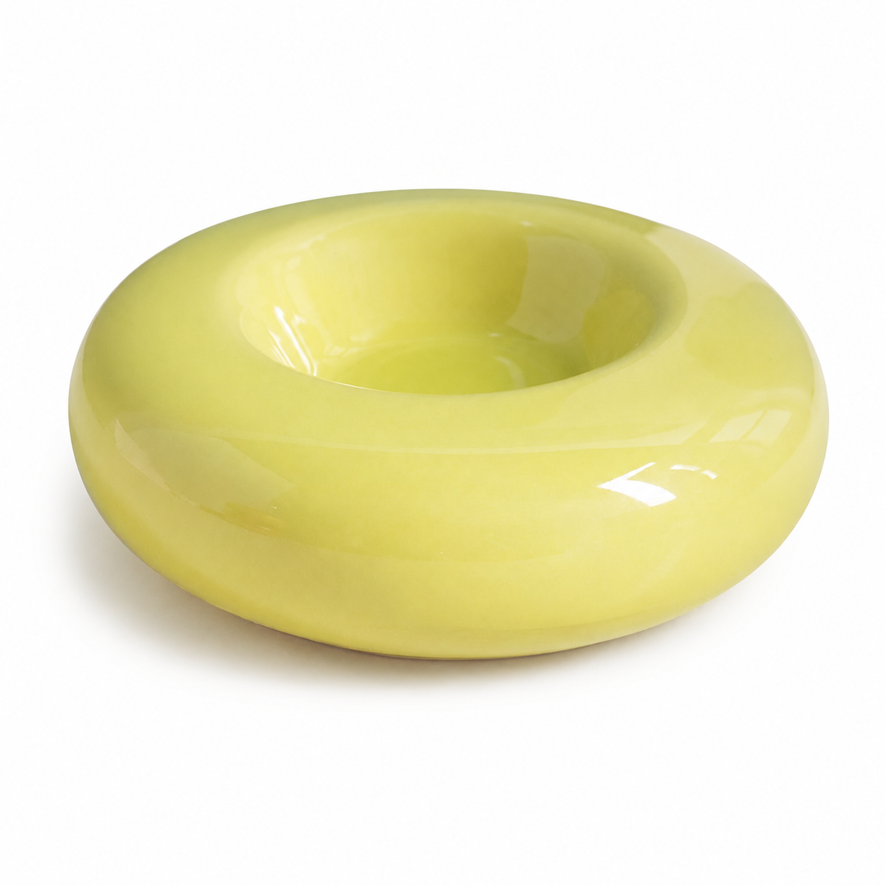 Green Ceramic Pet Donut Bowl - 50ml Food Dish for Cats and Small Dogs - Non