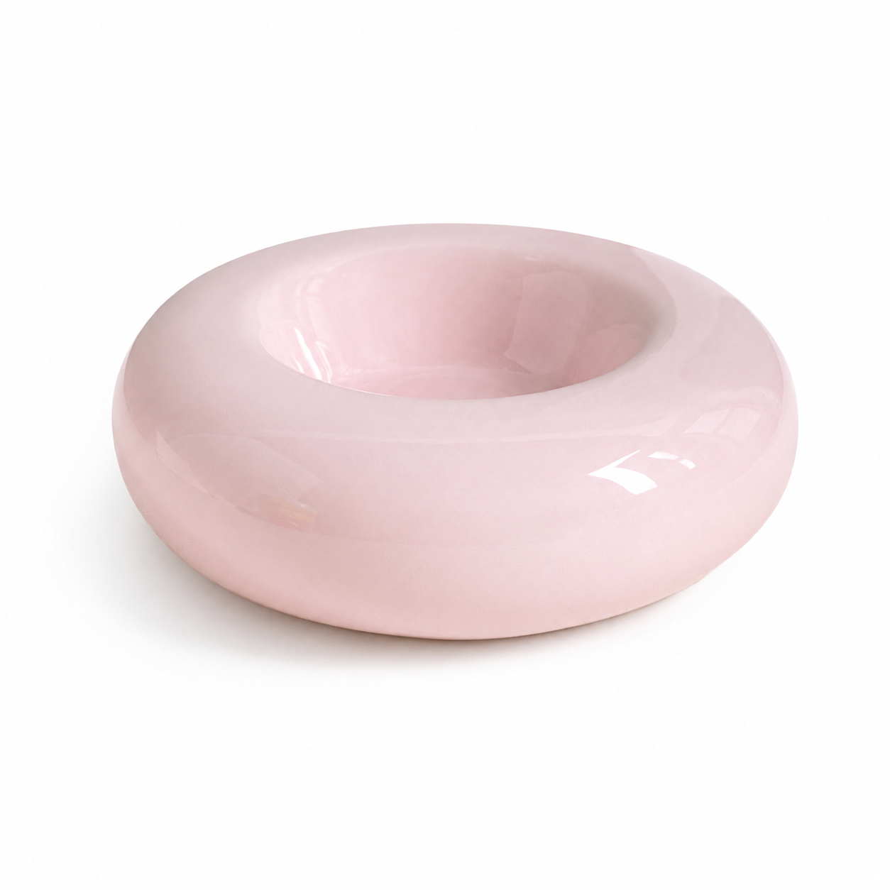 Pink Ceramic Pet Donut Bowl - 50ml Food Dish for Cats and Small Dogs - Non
