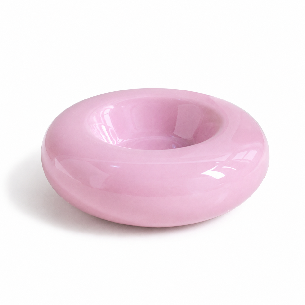 Purple Ceramic Pet Donut Bowl - 50ml Food Dish for Cats and Small Dogs - Non