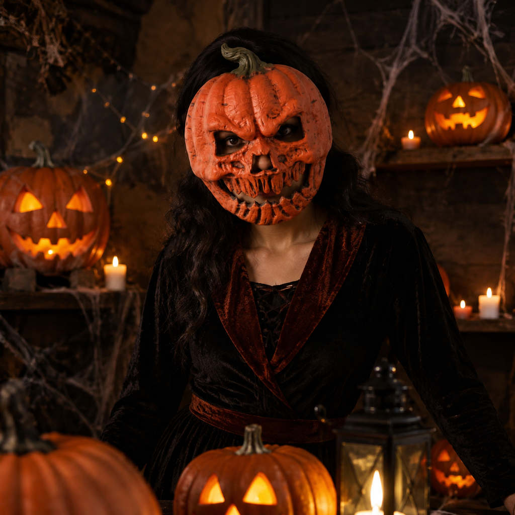 2-pack Scary Pumpkin Mask - PU Foam Pumpkin Head Costume Prop view 6