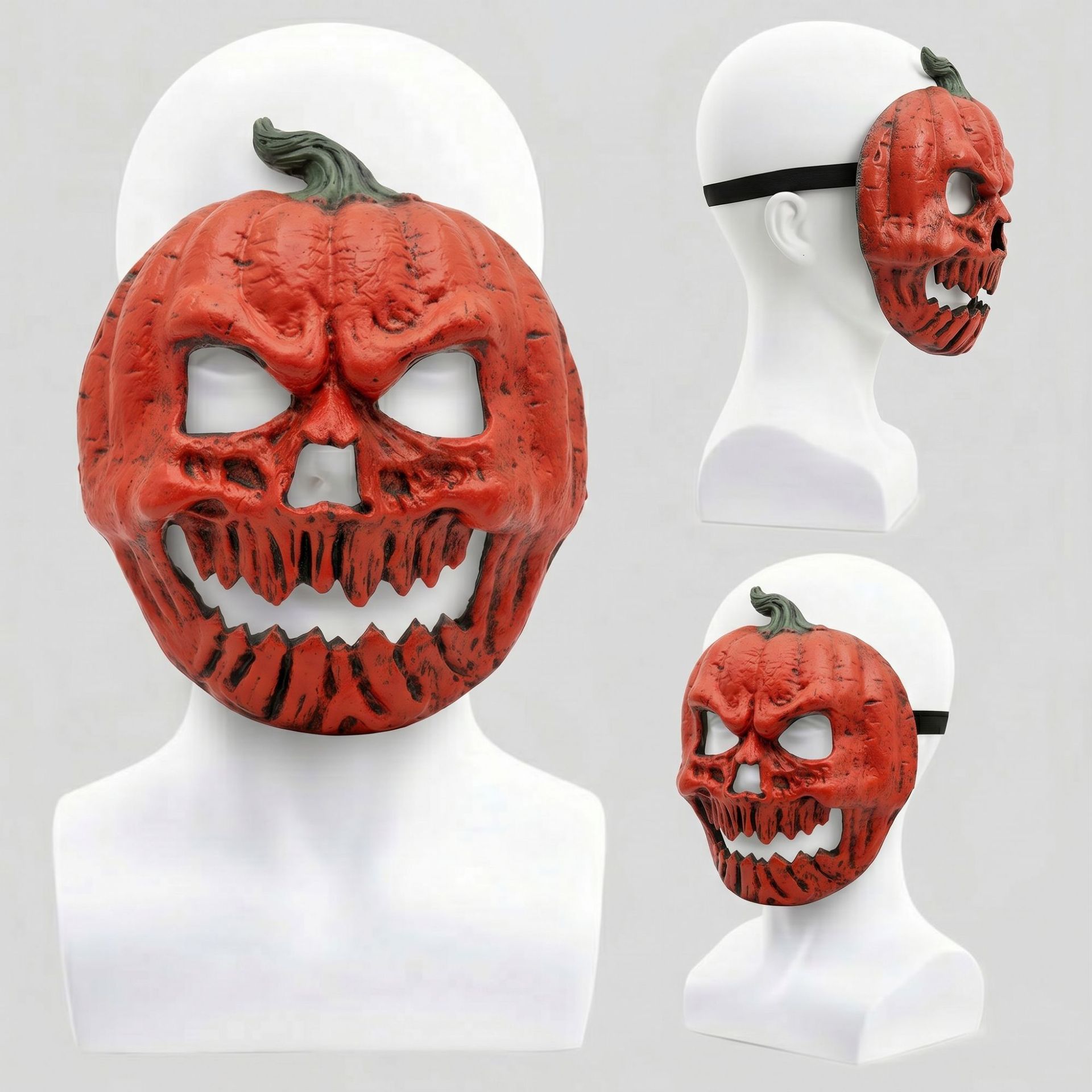 3-pack Scary Pumpkin Mask - PU Foam Pumpkin Head Costume Prop view 3