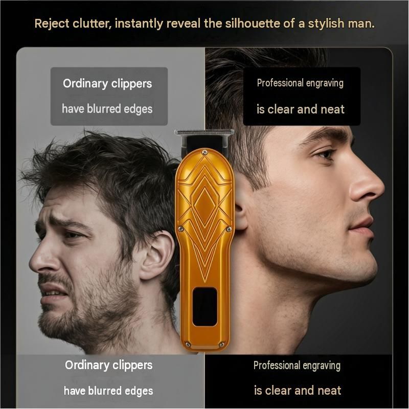 Silvery Men's Electric Hair Trimmer Kit - Titanium Alloy Blade view 3