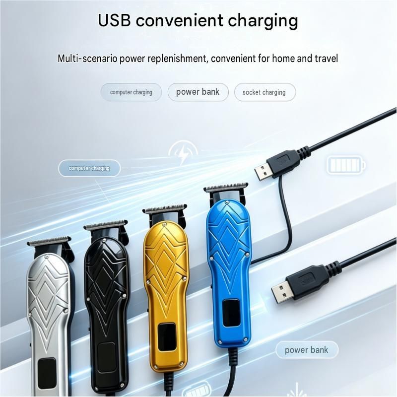 Silvery Men's Electric Hair Trimmer Kit - Titanium Alloy Blade view 11