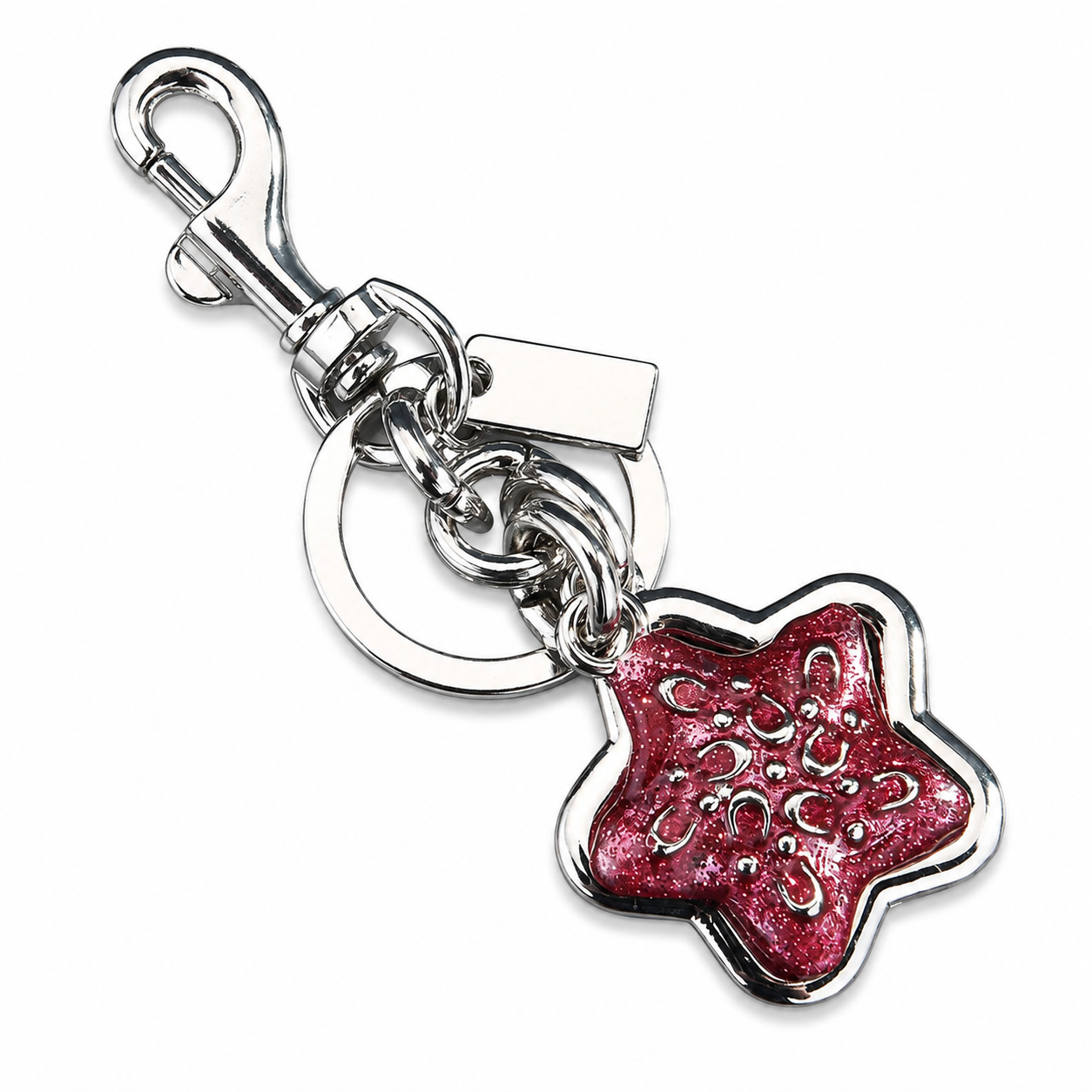 Star pattern Keychain Bag Charm Silvery(Pack of 1)- Metal Alloy Pendant with