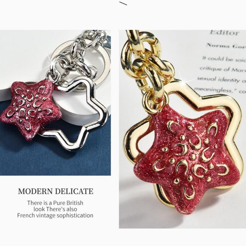 Star pattern Keychain Bag Charm Silvery（Pack of 1）- Metal Alloy Pendant with view 6