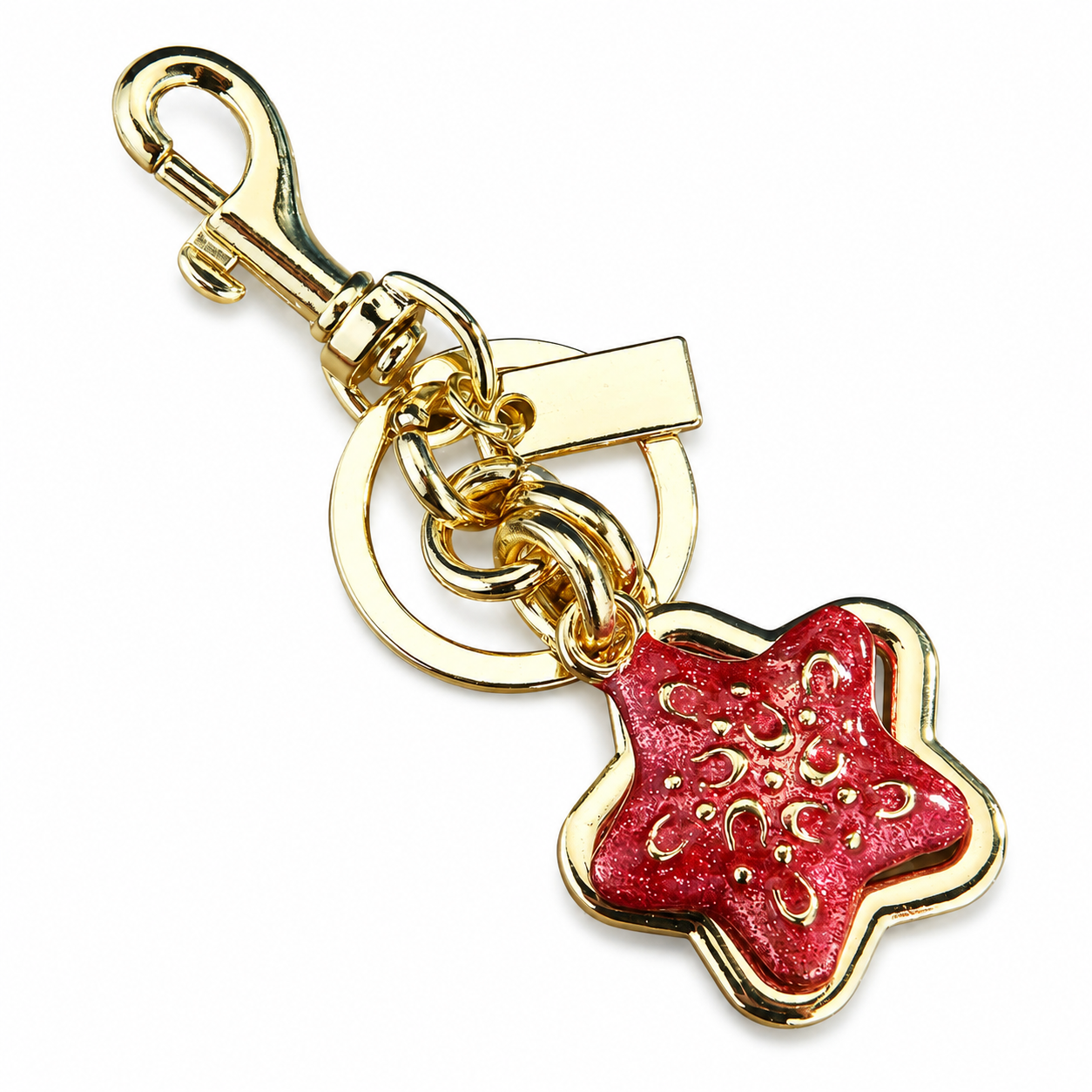 Star pattern Keychain Bag Charm Golden(Pack of 1)- Metal Alloy Pendant with