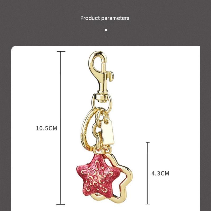 Star pattern Keychain Bag Charm Golden（Pack of 1）- Metal Alloy Pendant with view 4