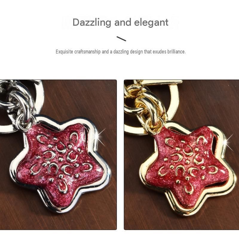 Star pattern Keychain Bag Charm Golden（Pack of 1）- Metal Alloy Pendant with view 9