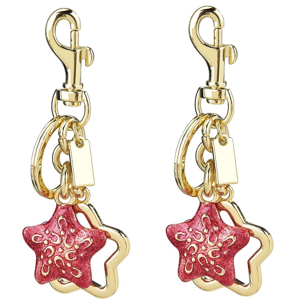 Star pattern Keychain Bag Charm Golden(Pack of 2)- Metal Alloy Pendant with