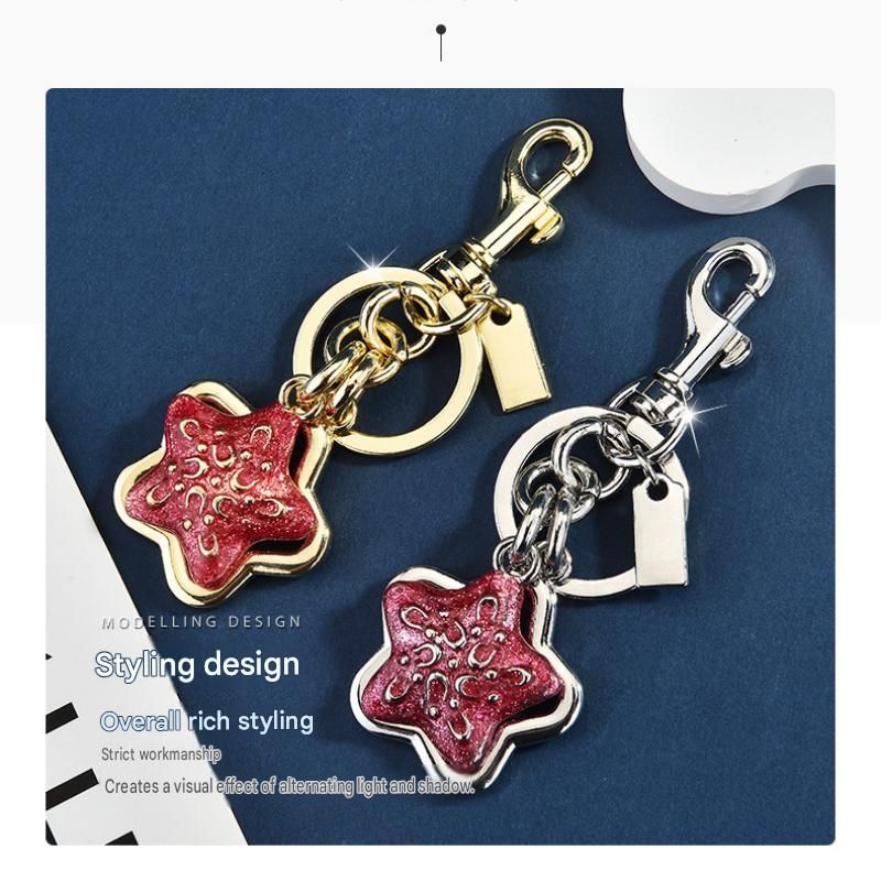 Star pattern Keychain Bag Charm Silvery and Golden（Pack of 2）- Metal Alloy view 7
