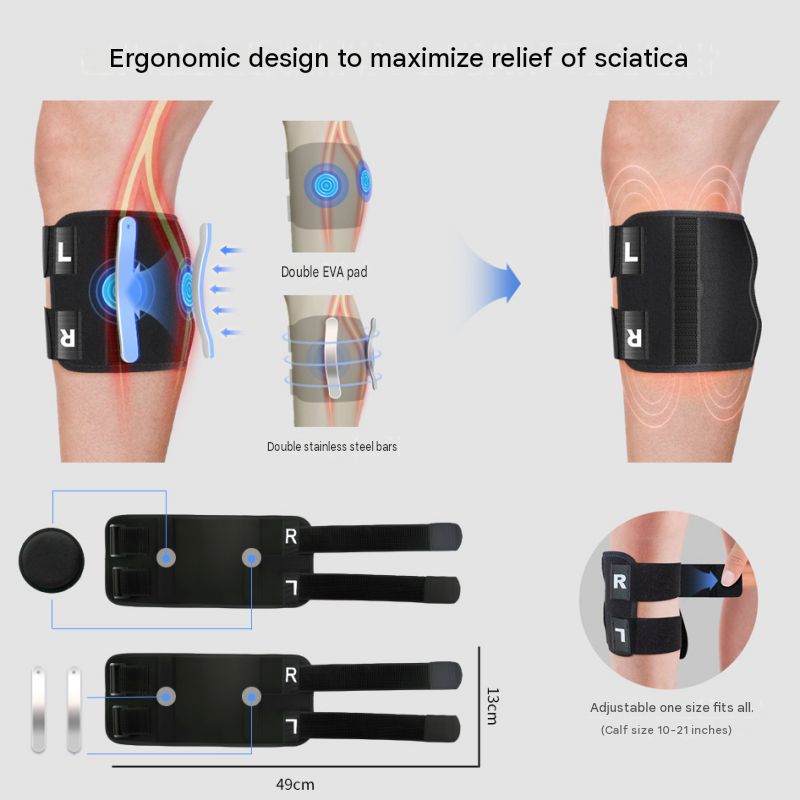 Adjustable Leg Support Brace Black（Pack of 1）- Ergonomic Leg Support with Dual view 7