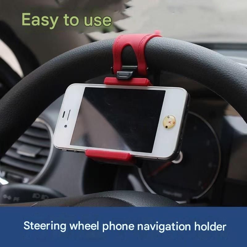 Steering Wheel Phone Mount Black（Pack of 1）- ABS Plastic Car Phone Holder with view 2