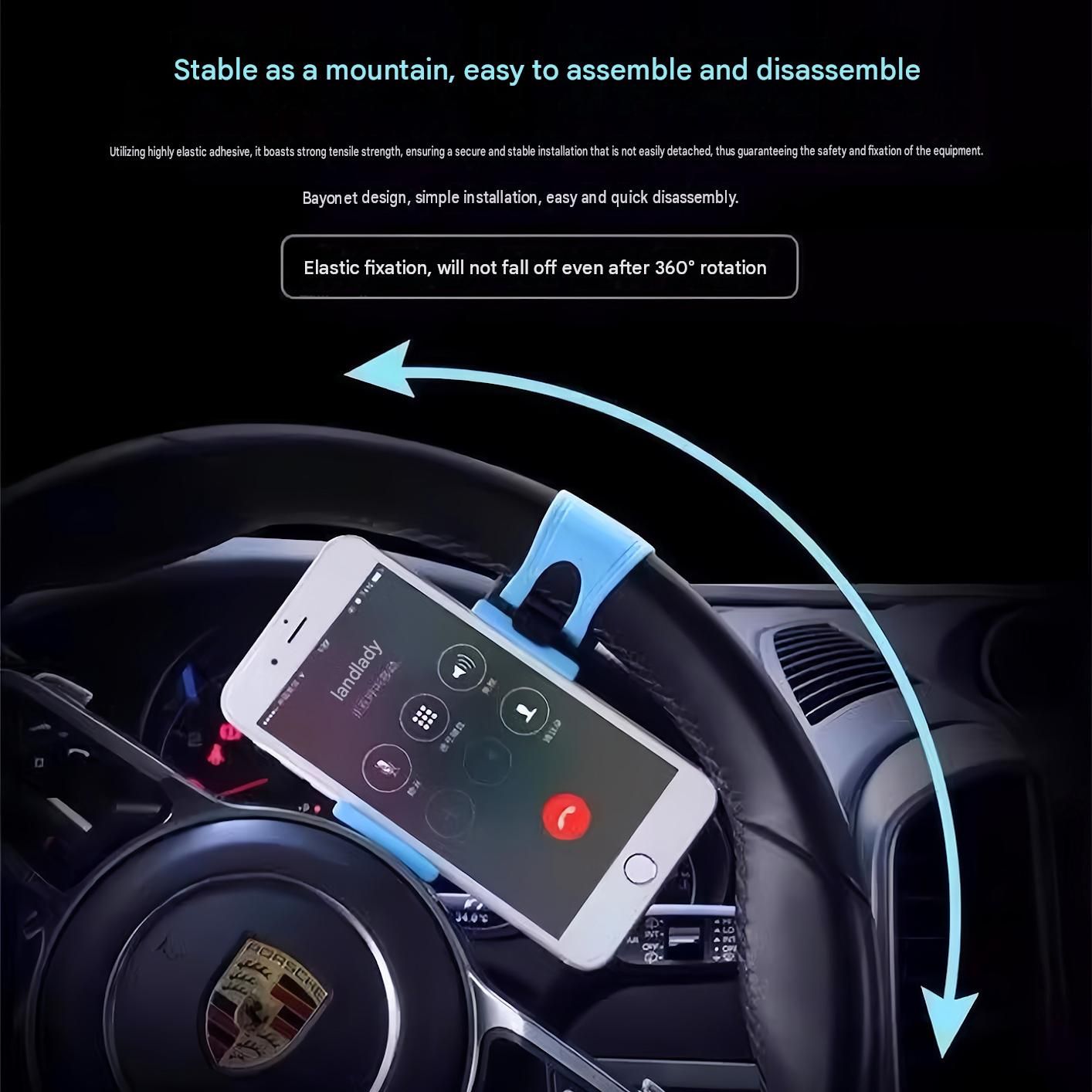 Steering Wheel Phone Mount Blue（Pack of 3）- ABS Plastic Car Phone Holder with view 5