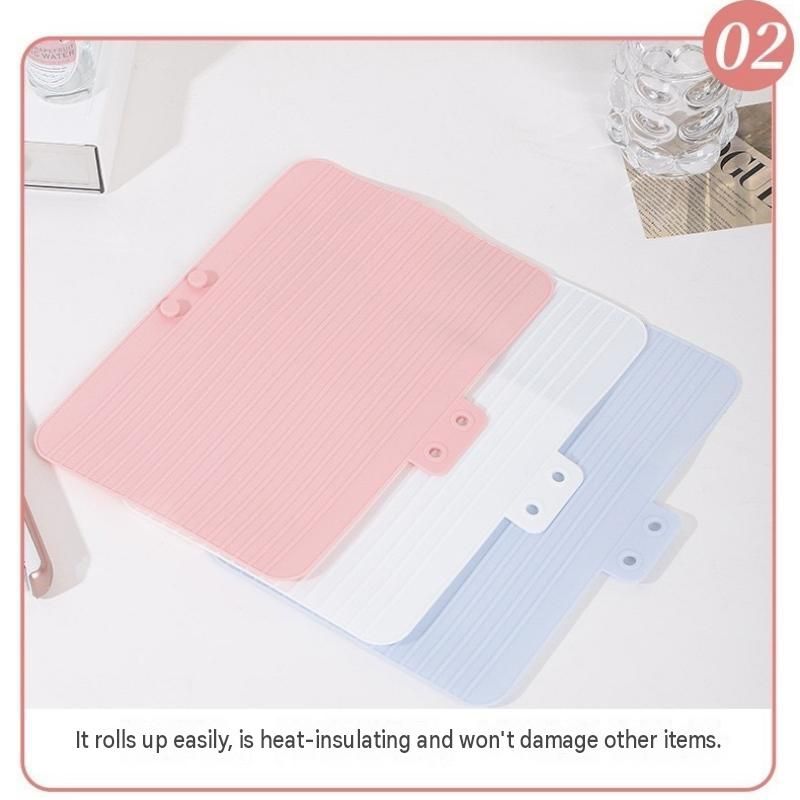 White Travel Silicone Hair Tool Storage Mat - Heat Resistant view 5