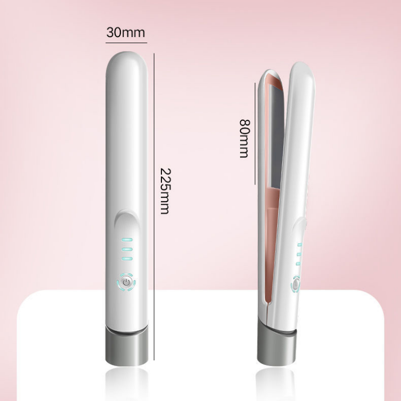 White Cordless Mini Hair Straightener and White Curler and Heat Resistant view 8
